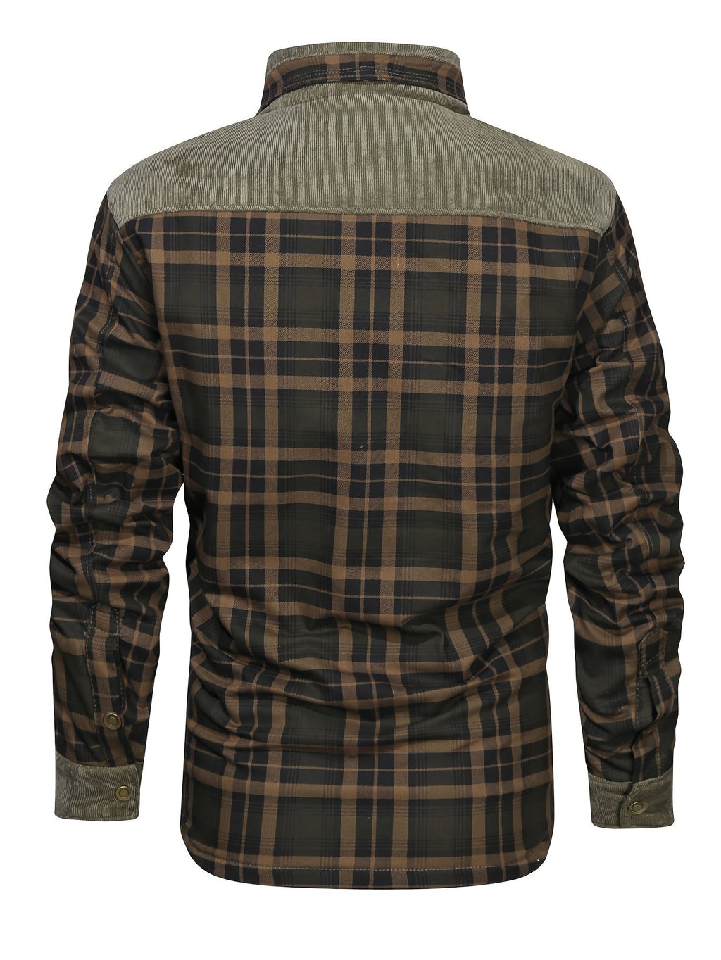 Close-up of brushed plaid fabric on men's shacket - image 4