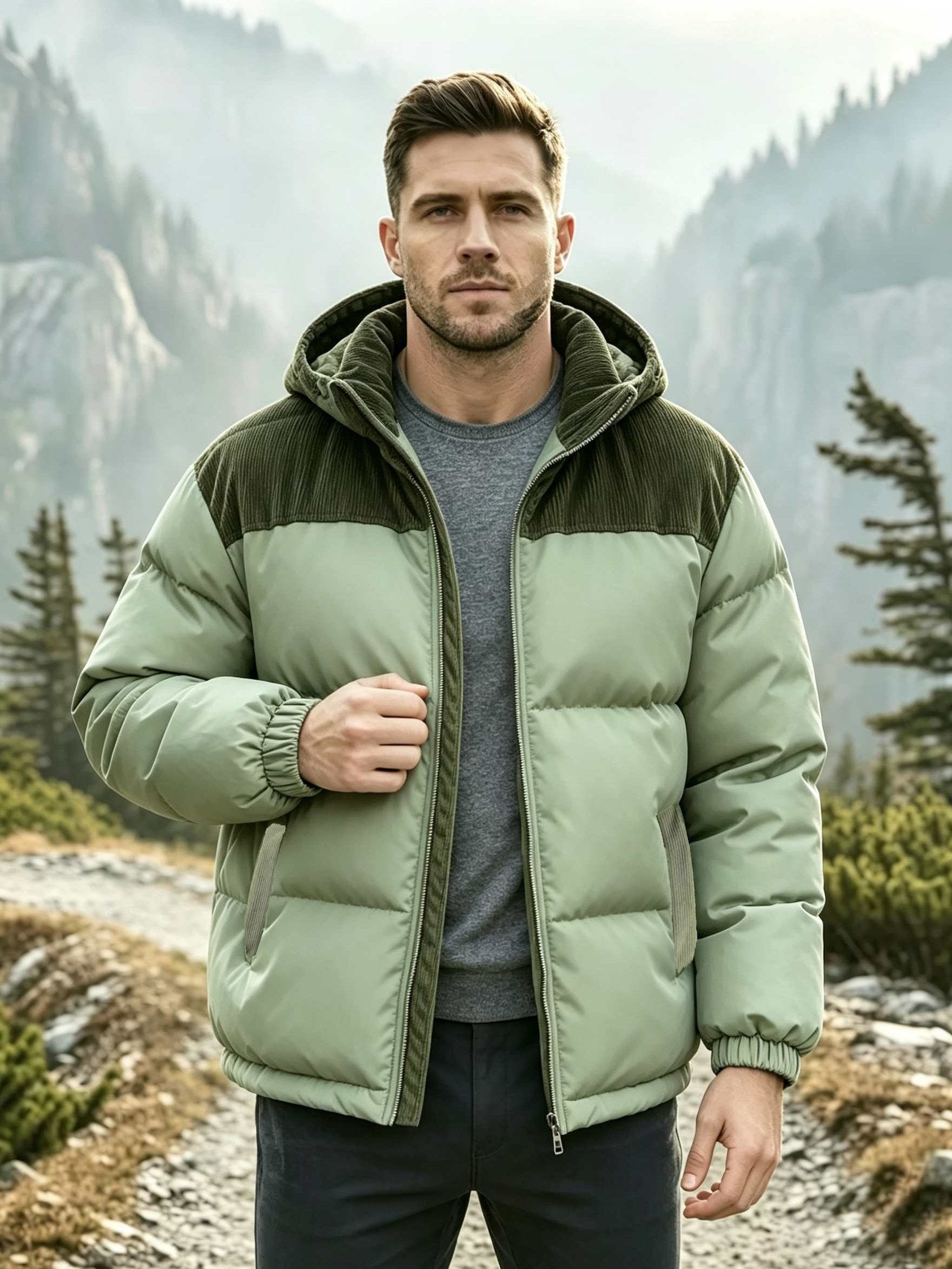 Back view of the men's corduroy anorak