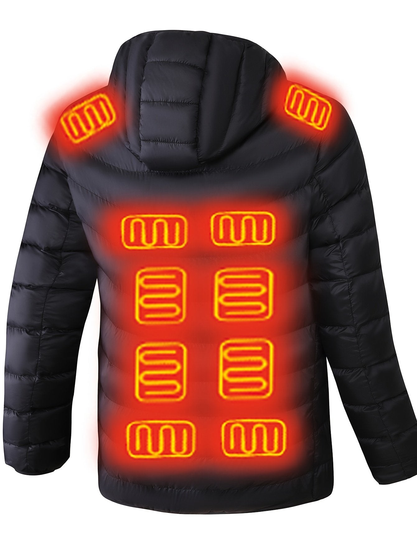 Men's hooded heated winter coat side view - image 3