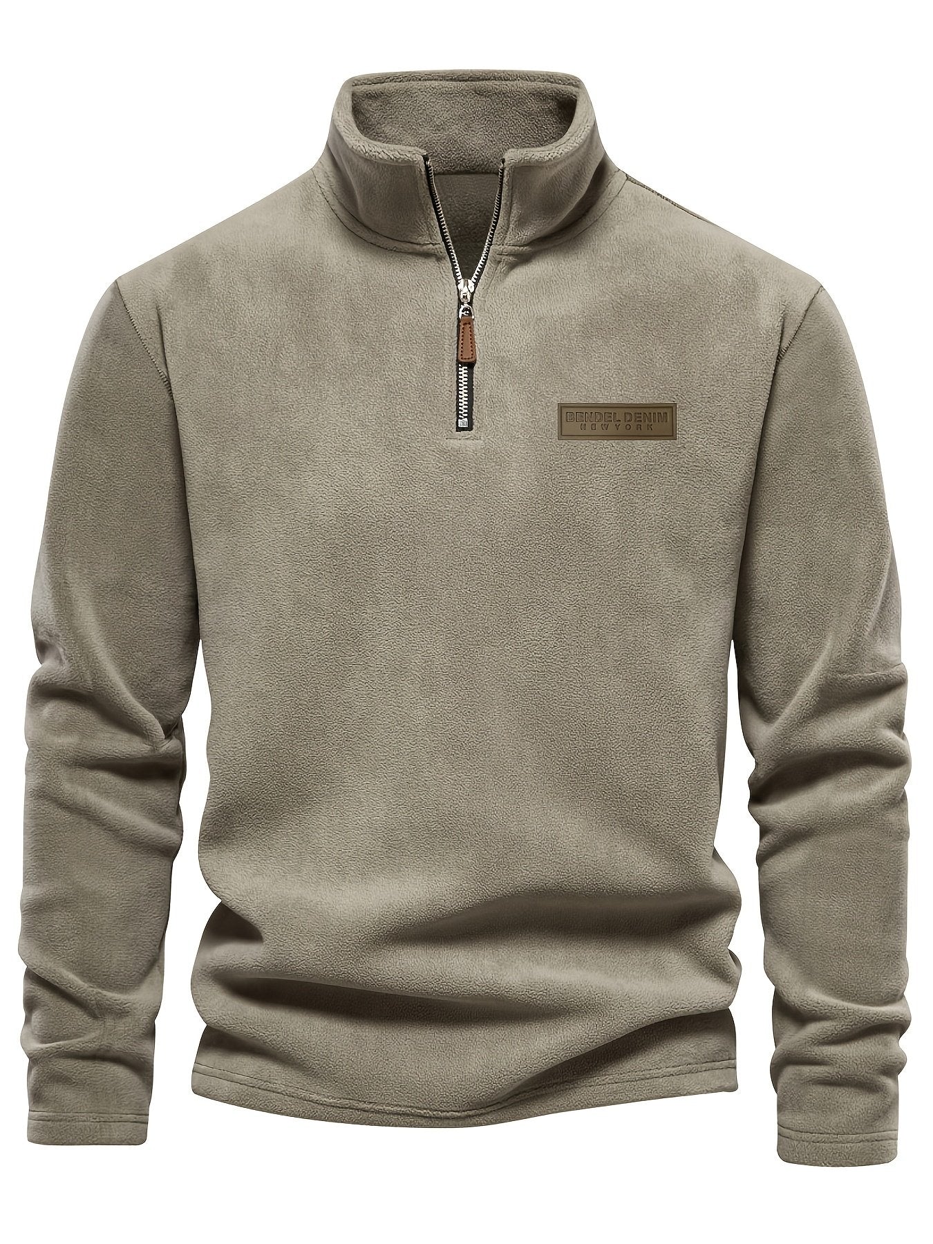 Lupo Delle Alpi men's fleece stand-collar pullover, cosy warm winter top - side styling view