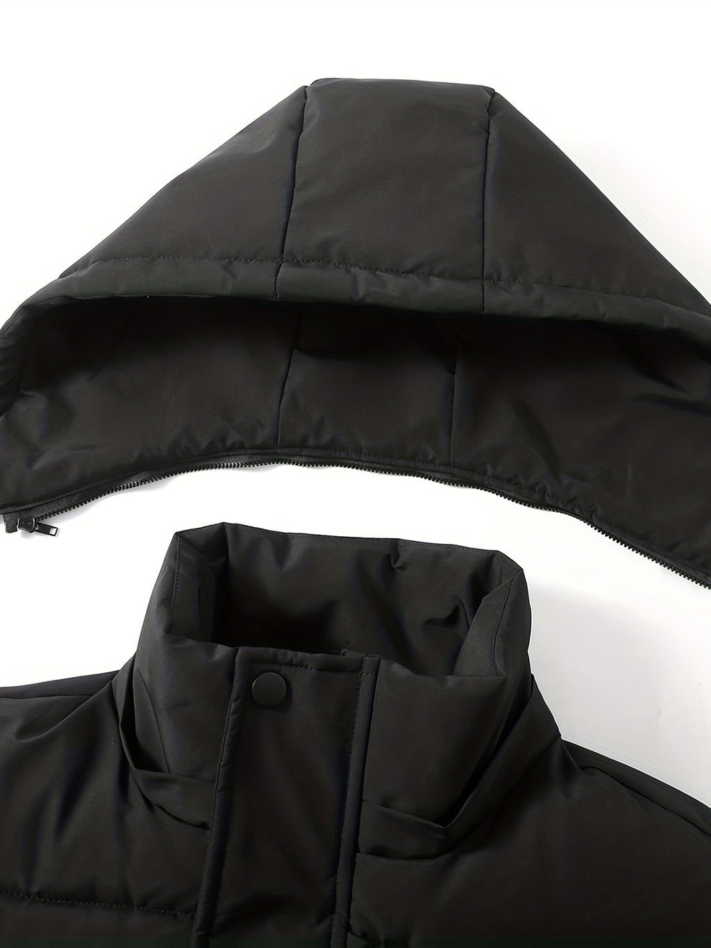 Back view of the men's long glossy padded jacket