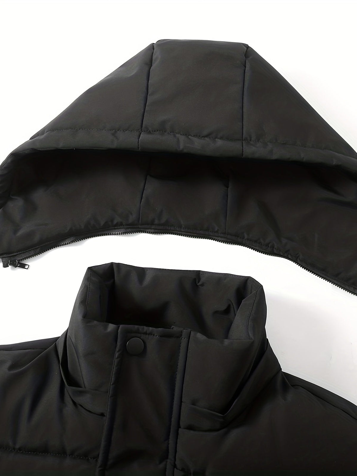 Back view of the men's long glossy padded jacket