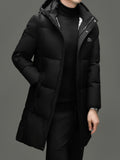 Pocket detail on the men's long padded puffer jacket