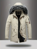 Pocket detail on the men's hooded fleece jacket