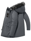 Pocket detail on the men's knee-length padded coat