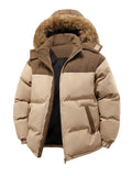 Pocket detail on the men's corduroy padded coat