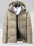 Pocket detail on the men's short hooded winter jacket