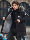 Men's mid-length fleece coat styled with jeans for cold weather