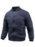 Pocket detail on the men's quilted padded bomber jacket