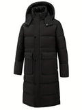 Pocket detail on the men's long glossy padded jacket