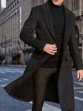 Pocket detail on the men's long warm trench coat