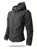 Pocket detail on the men's softshell hooded jacket