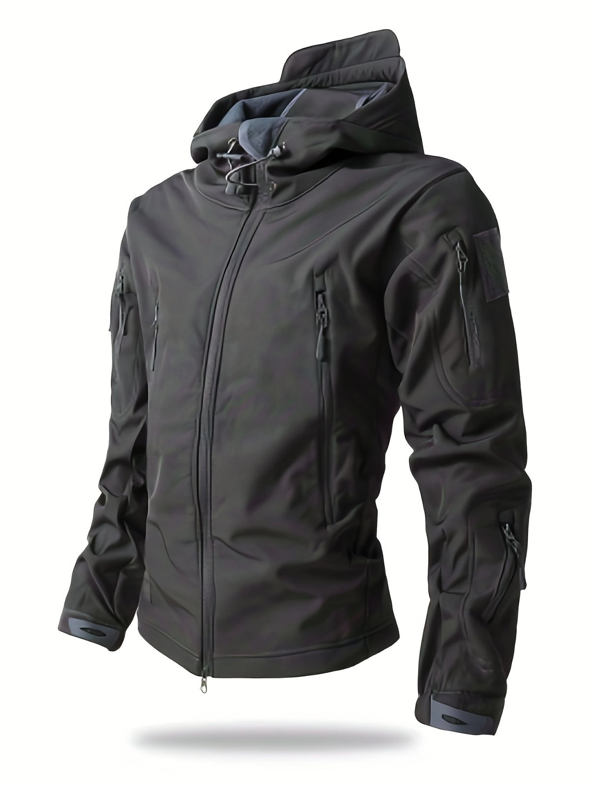 Pocket detail on the men's softshell hooded jacket