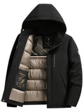 Pocket detail on the men's fleece-lined padded jacket
