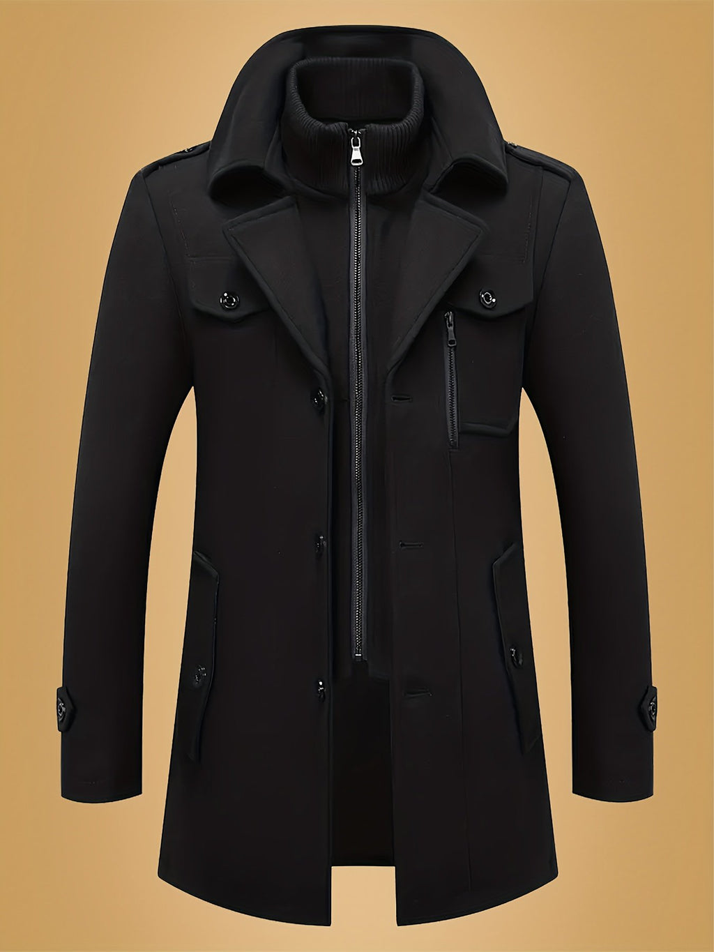 Pocket detail on the men's slim tweed coat