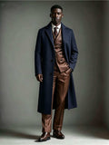 Pocket detail on the men's textured navy trench coat