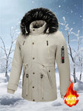 Pocket detail on the men's hooded parka