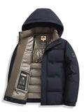 Pocket detail on the men's hooded business winter coat