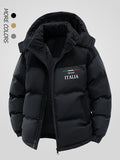 Pocket detail on the men's spliced hooded coat