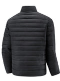 Men's slim padded winter jacket styled with jeans for cold weather
