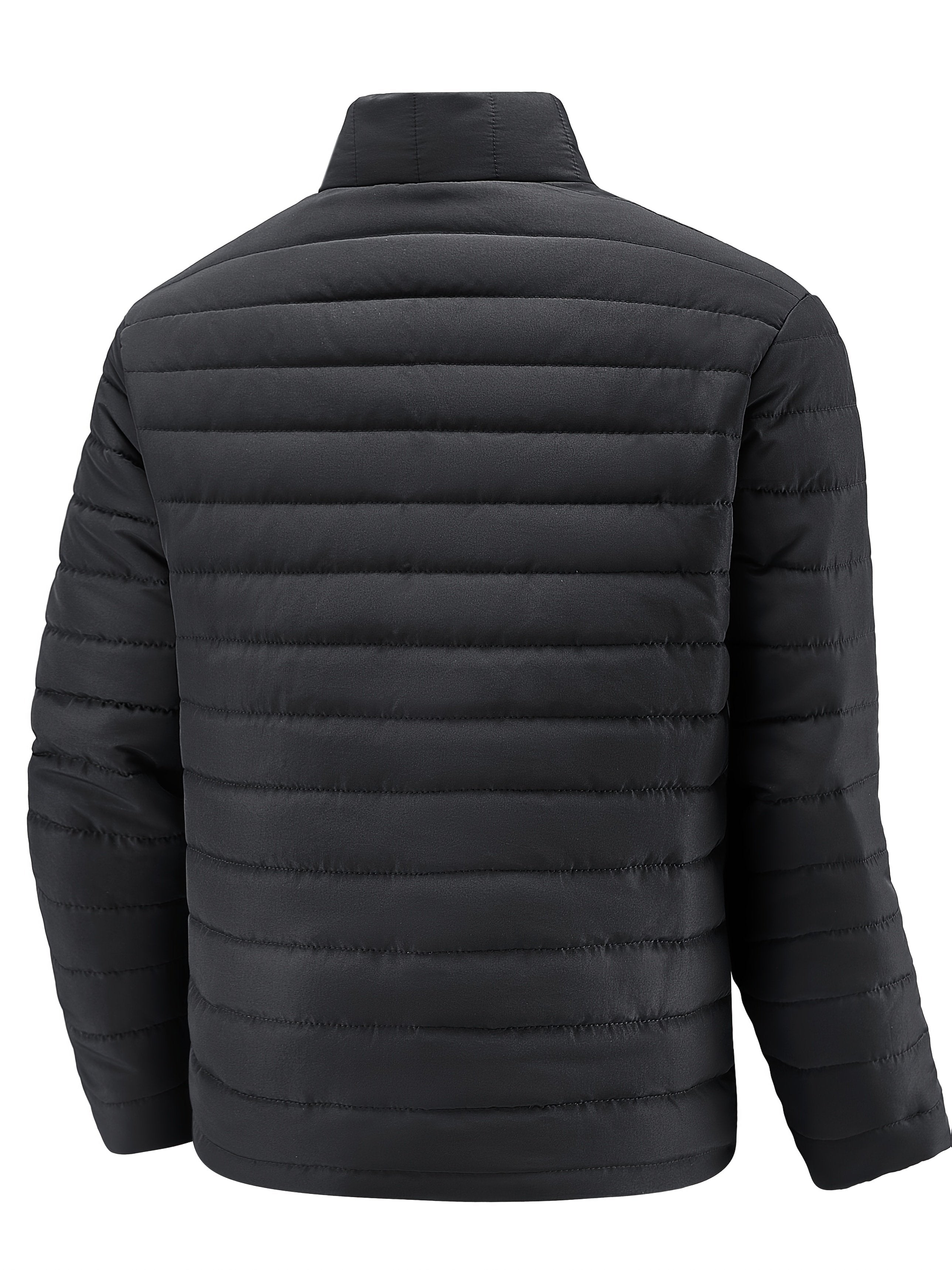 Men's slim padded winter jacket styled with jeans for cold weather