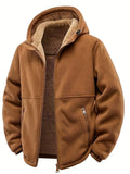 Pocket detail on the men's thick hooded winter jacket