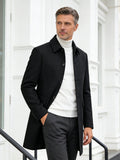 Pocket detail on the men's wool blend overcoat