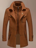 Pocket detail on the men's wool blend business coat