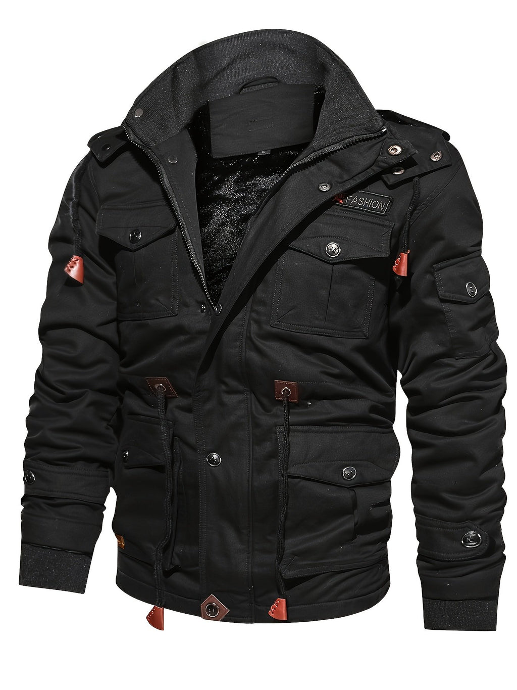 Pocket detail on the men's workwear hooded jacket