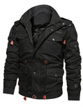 Pocket detail on the men's workwear hooded jacket