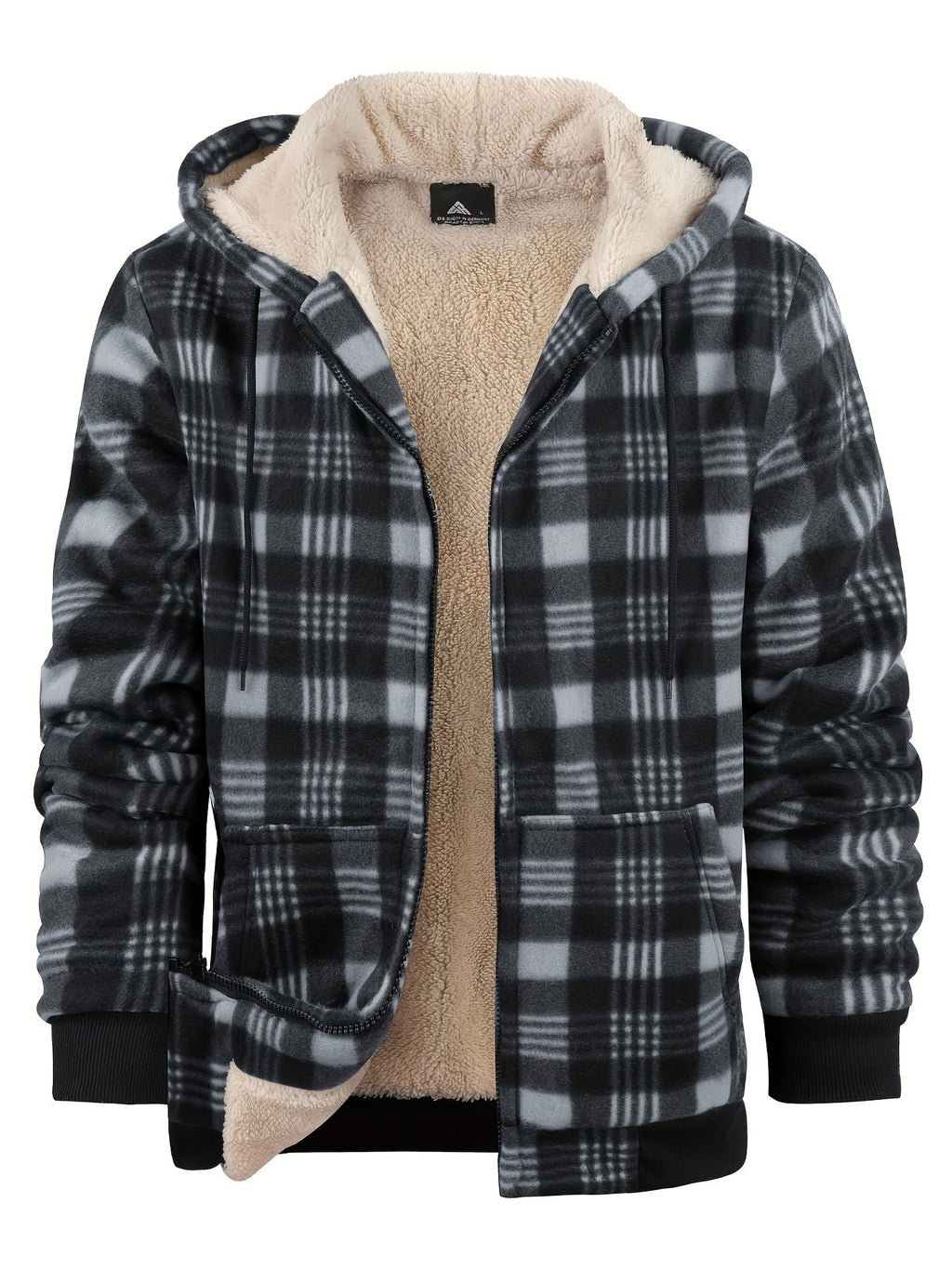 Pocket detail on the men's sherpa fleece shacket