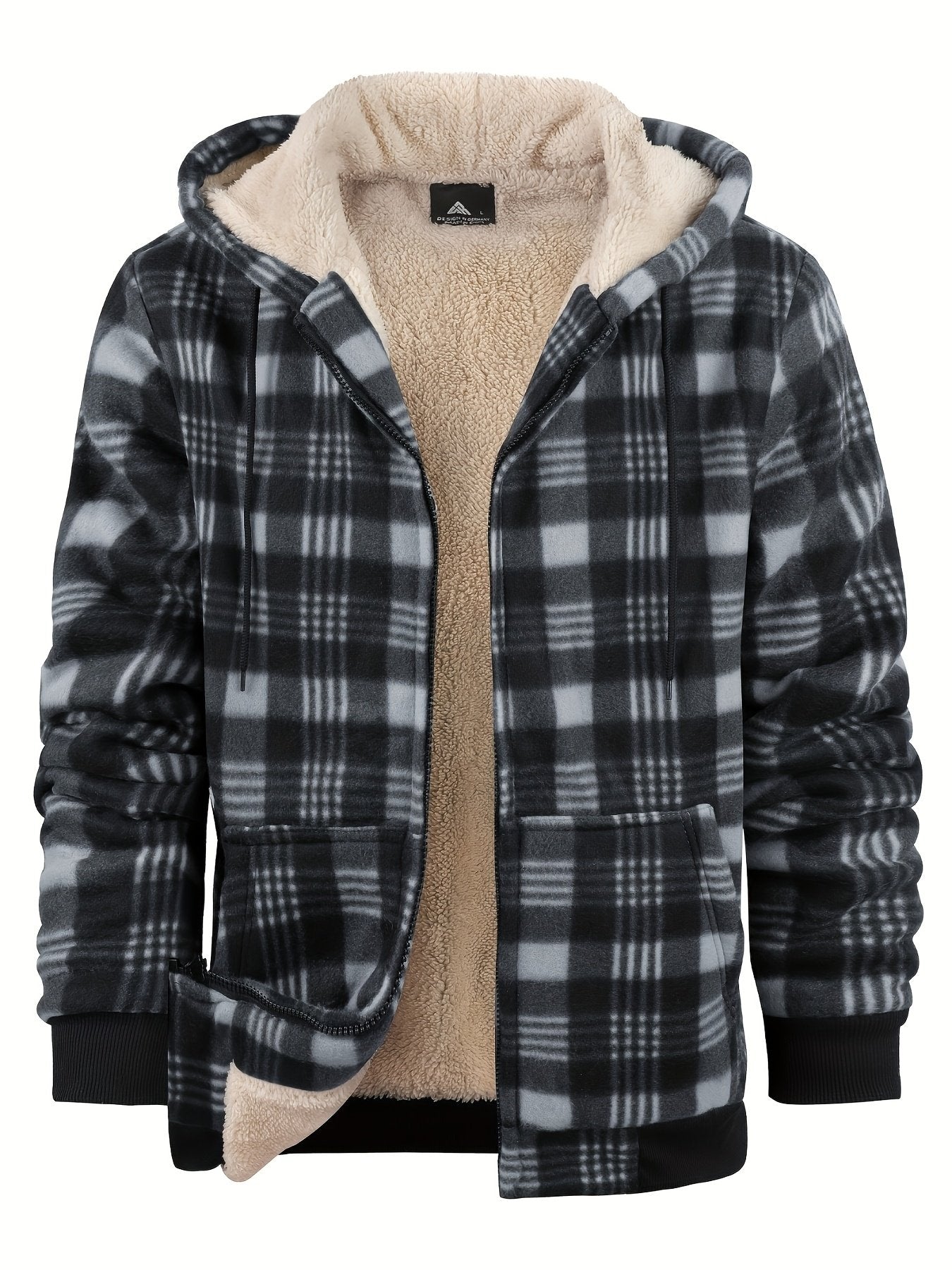 Pocket detail on the men's sherpa fleece shacket