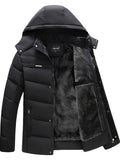 Men's fleece-lined hooded coat styled with jeans for cold weather