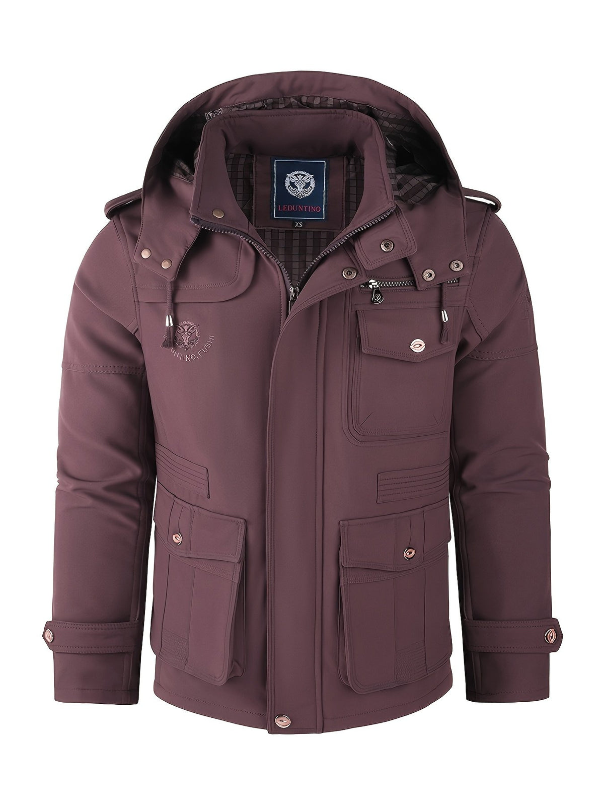 Pocket detail on the men's softshell hooded jacket
