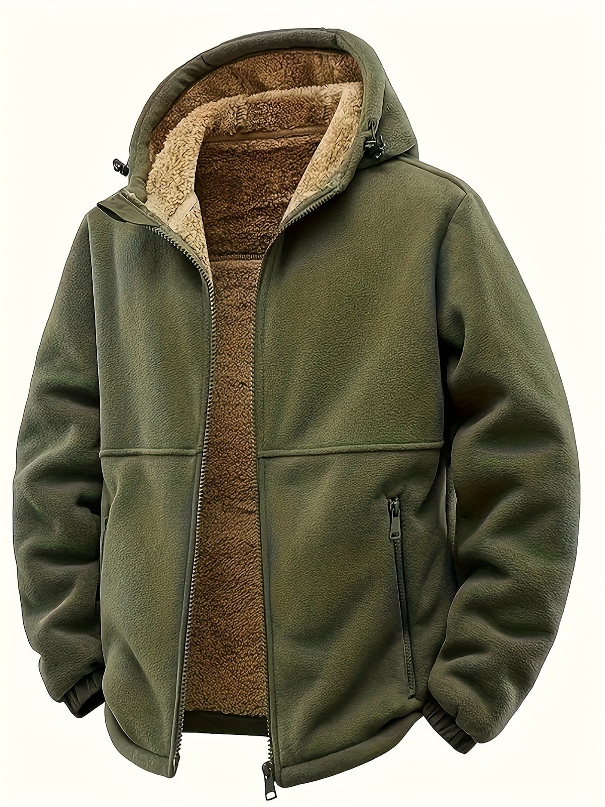 Inner lining of the men's thick hooded winter jacket