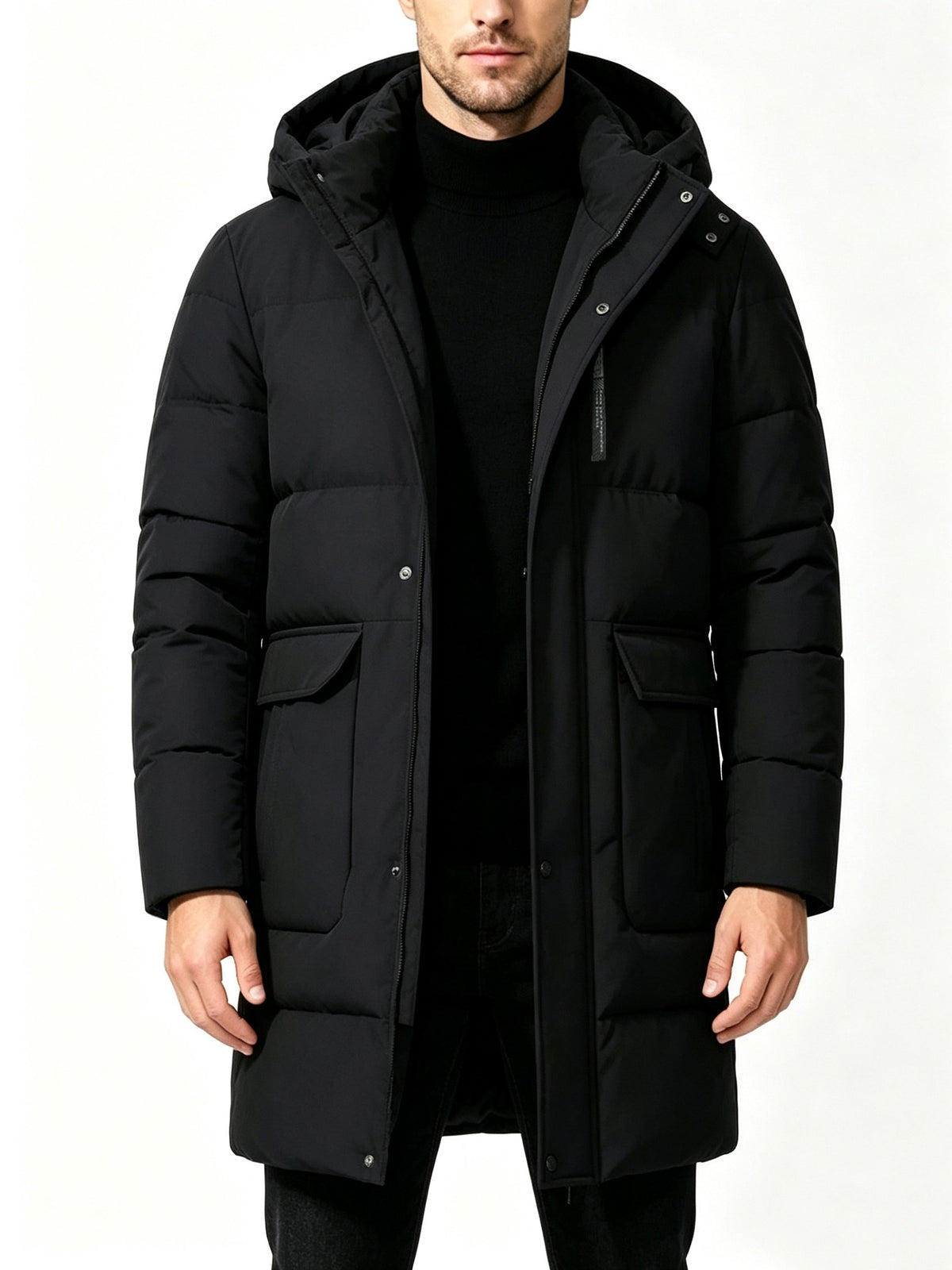 Inner lining of the men's long hooded parka