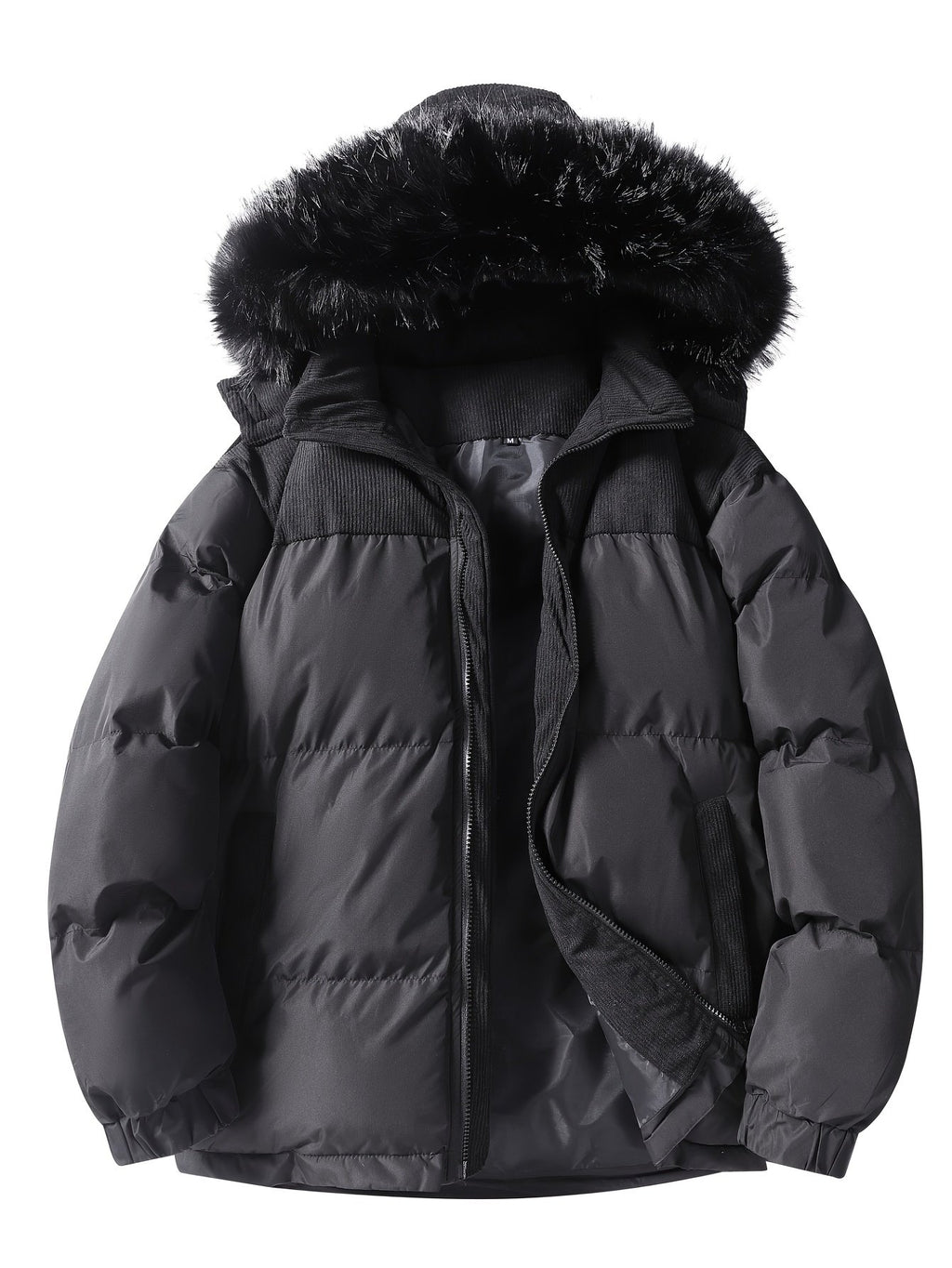 Back view of the men's corduroy padded coat