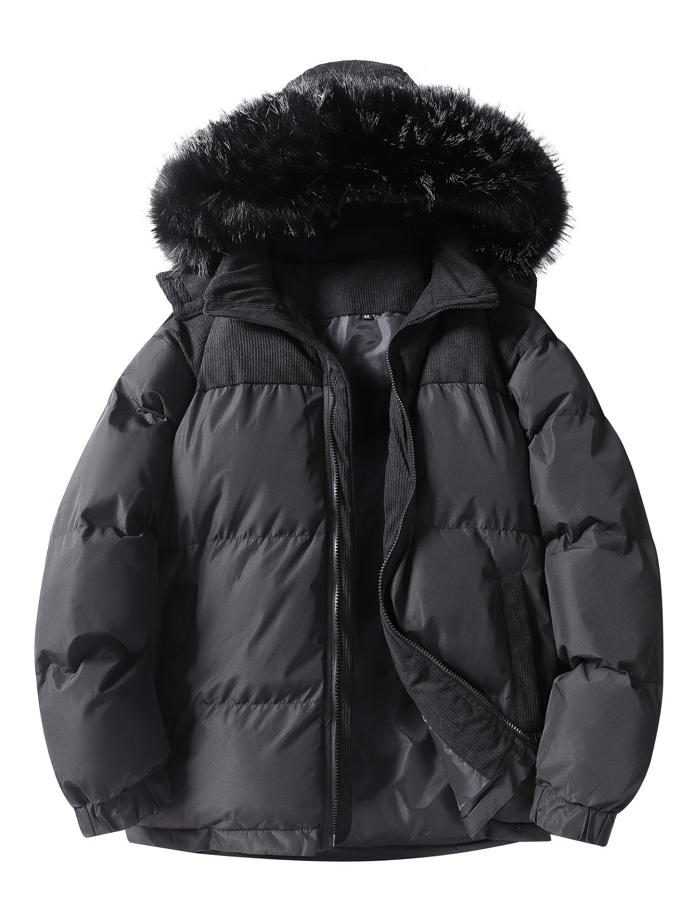 Back view of the men's corduroy padded coat