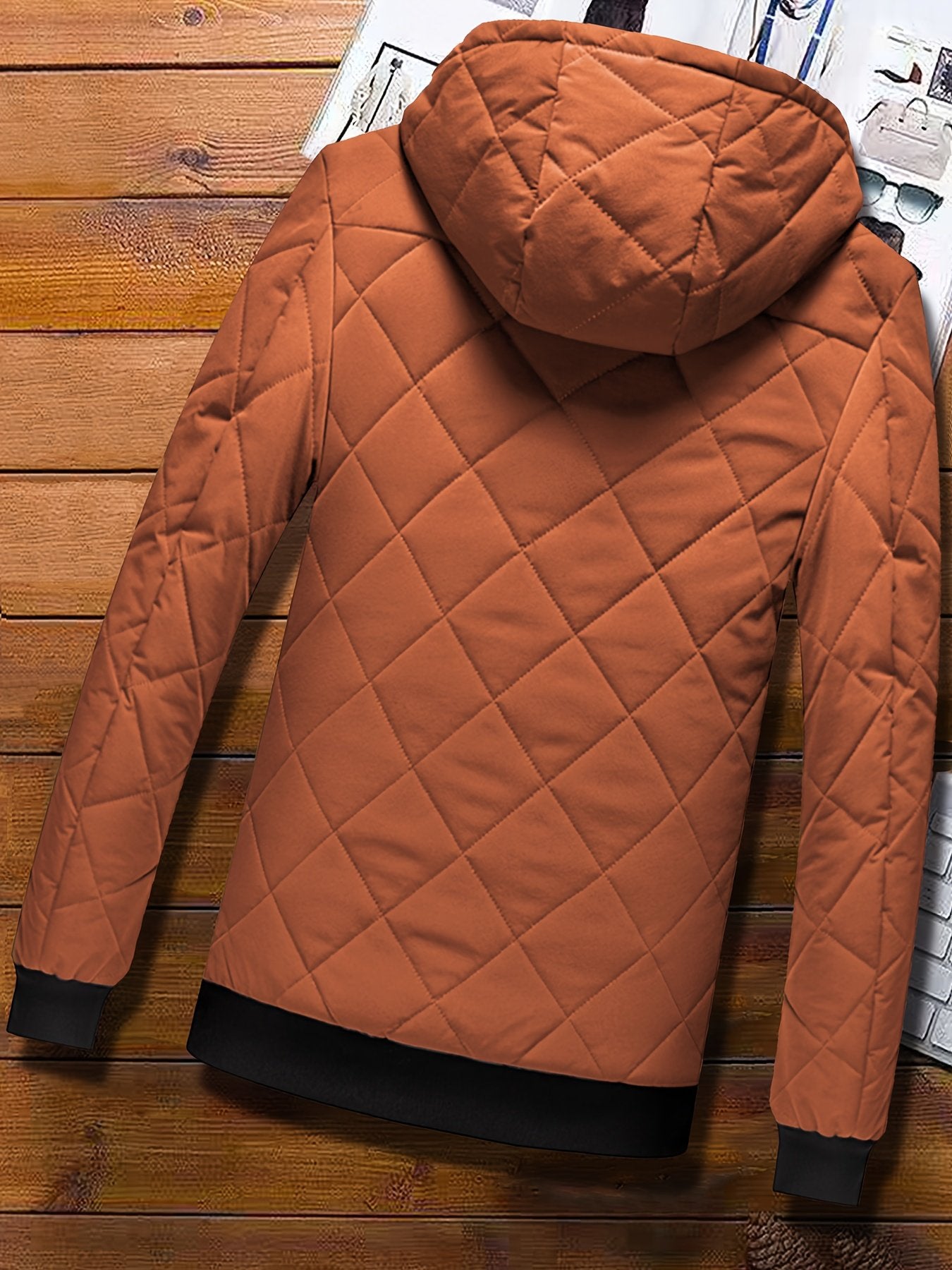 Lupo Delle Alpi men's padded hooded winter coat, warm solid-colour jacket - lifestyle view